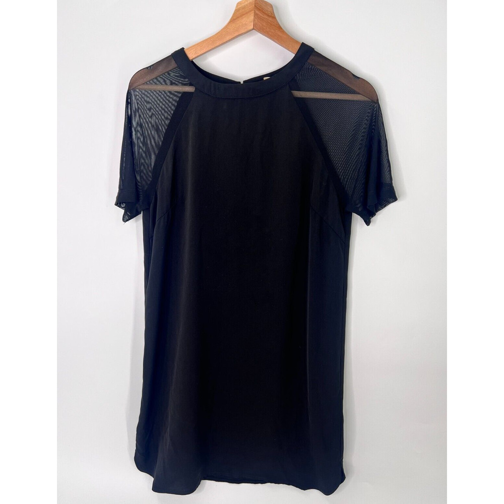Silence + Noise Top Black Mesh Short Sleeves Festival Women's Medium